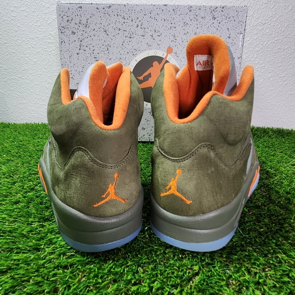 Size 12 - Air Jordan 5 Retro 2024 Olive Green Orange Suede (DD0587-308) - Picture 8 of 10